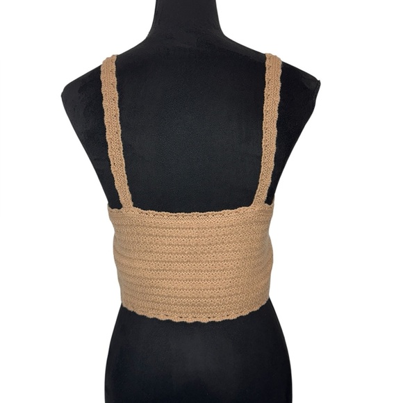 Aerie Crochet Knit Crop Top Tan - Picture 3 of 12
